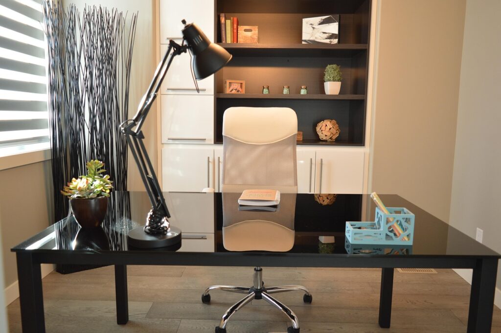 office, home, house, desk, chair, lamp, contemporary, home office interior, furniture, room, space, decor, design, interior, study, shelving, shelf, office, office, office, office, office, desk